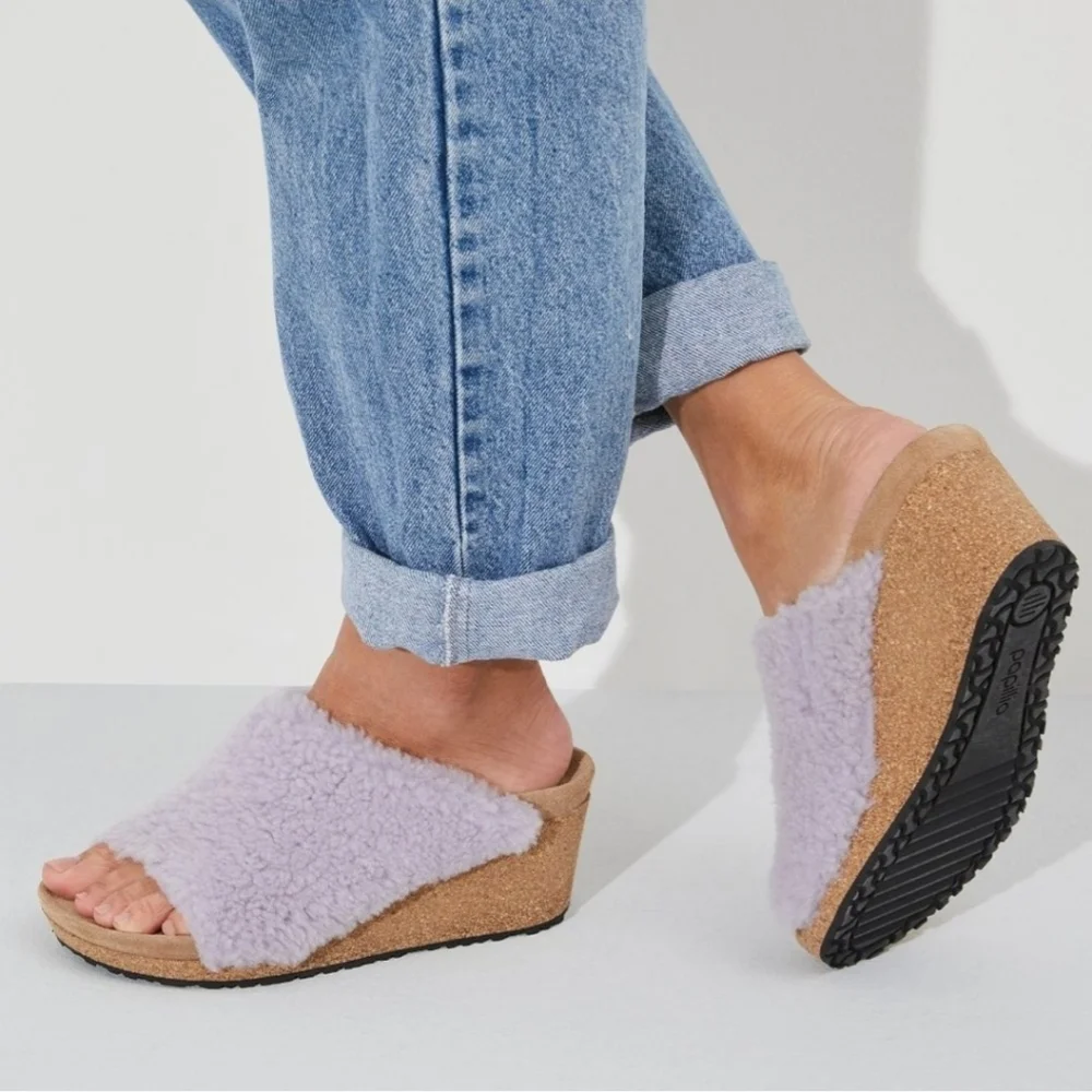 New BIRKENSTOCK Womens NAMIKA TEDDY WEDGE IN LILAC Size 11